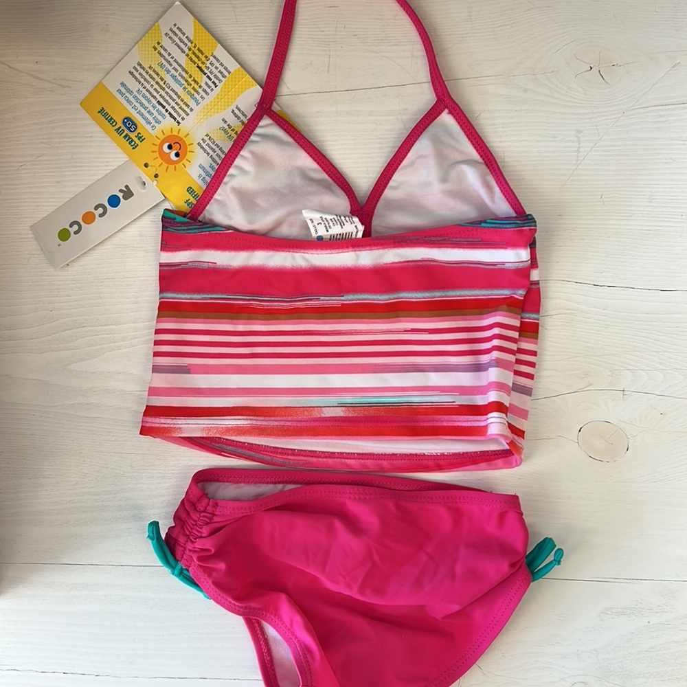 NWT Rococo Stripe Ribbon Triangle Bikini Kids - Picture 2 of 5